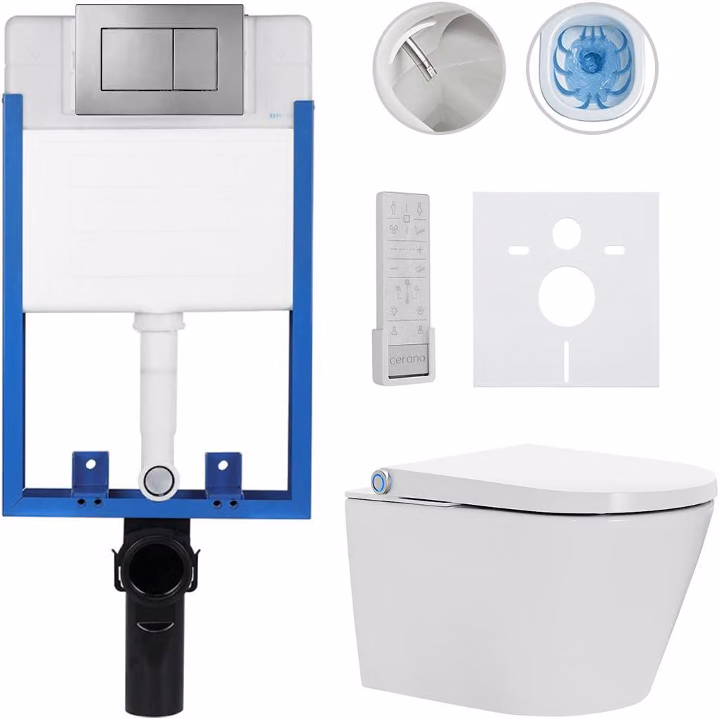 Set completo per WC Profi/Cronus Premium - bianco lucido - pulsante per WC Classic/grigio scuro - da incasso - 59,3x38,4 cm