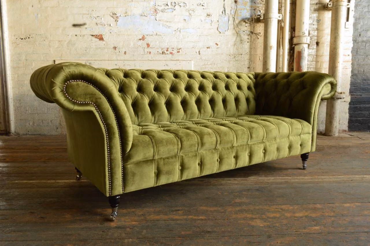 Chesterfield Design Luxus Polster Sofa Couch Sitz Garnitur Leder #183