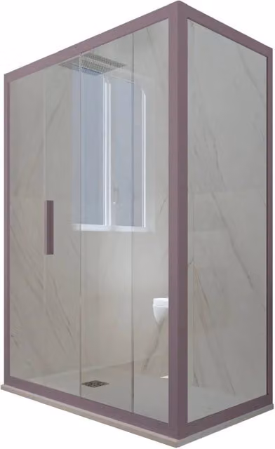 Box doccia scorrevole rettangolare FORTE mod. Deco Duo con vetro trasparente e profilo lavanda L: 110 cm, P: 70 cm, H: 200 cm