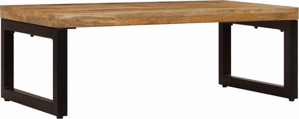 Tavolino da Salotto 100x50x35 cm Legno Massello Mango e Acciaio