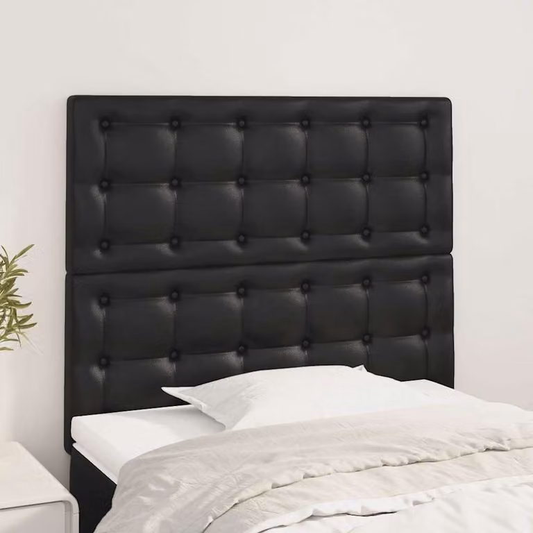 Testiera per letto vidaXL in similpelle nera con pannello imbottito, L: 100 cm, P: 5 cm, H: 118-128 cm