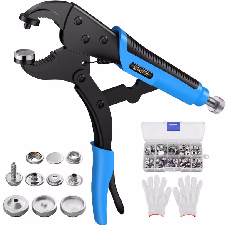 Pinza per bottoni a pressione con 3 matrici e 30 set di bottoni metallici