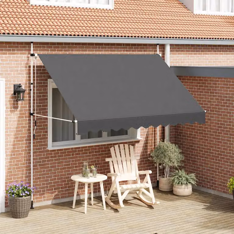 vidaXL Tenda da Sole Retrattile Manuale con Bracci Pieghevoli in Acciaio e Tessuto in Poliestere, Larghezza: 300 cm, Colore Antracite