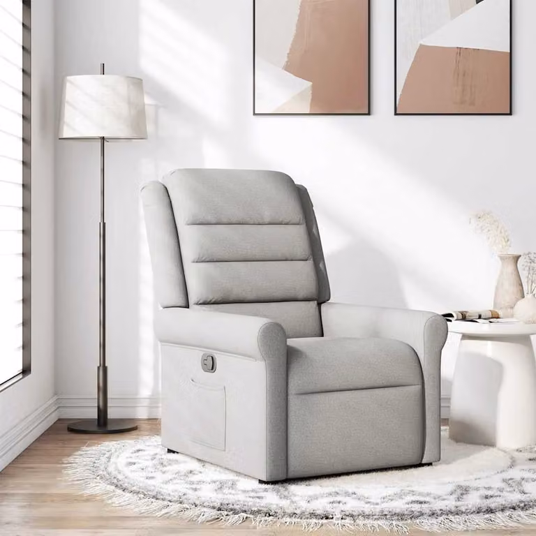 vidaXL Poltrona Reclinabile Relax in Tessuto Grigio con Braccioli e Regolazione Manuale