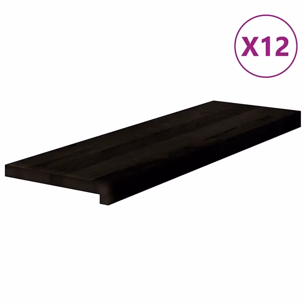 Set di 12 gradini in legno massello di rovere color marrone scuro vidaXL L 80 cm, P 30 cm, H 2 cm – 2