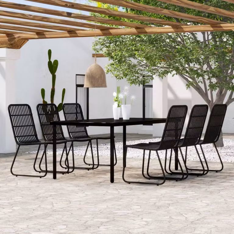The Living Store Set da pranzo da giardino 7 pezzi nero