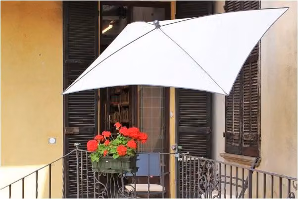 Ombrellone a palo centrale Border rett.210x130 Made in Italy - Bianco