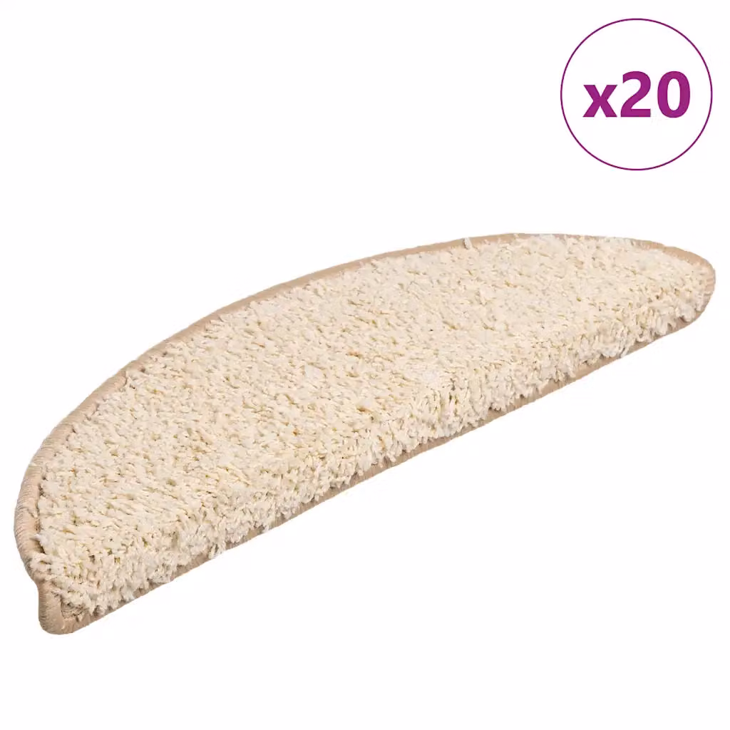 Set di 20 tappetini per scale semicircolari vidaXL, colore beige, L: 56 cm, P: 17 cm, H: 3 cm, antiscivolo e fonoassorbenti