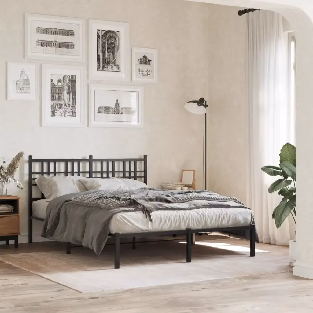 Letto matrimoniale con testiera in metallo nero e struttura a doghe fisse L/P/H: 120 x 200 x 90 cm – 2