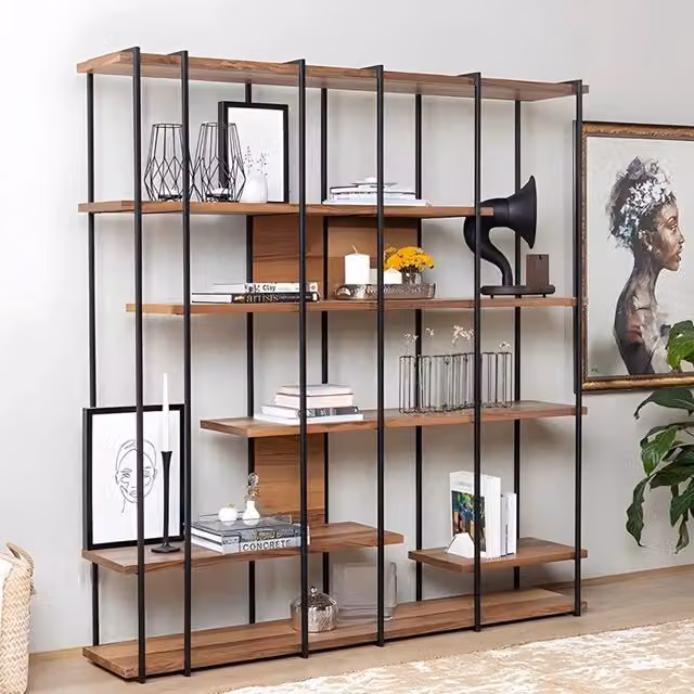 Libreria Calogero DMORA con 5 Ripiani, Marrone e Nero, L: 170 cm, P: 35 cm, H: 180 cm