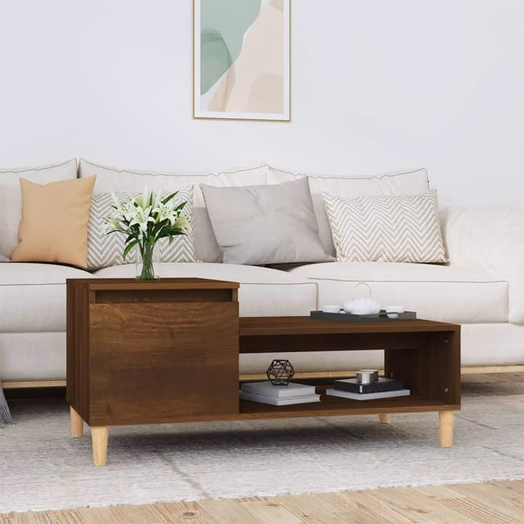 Tavolino The Living Store in rovere marrone 100x50x45 cm materiale a base di legno