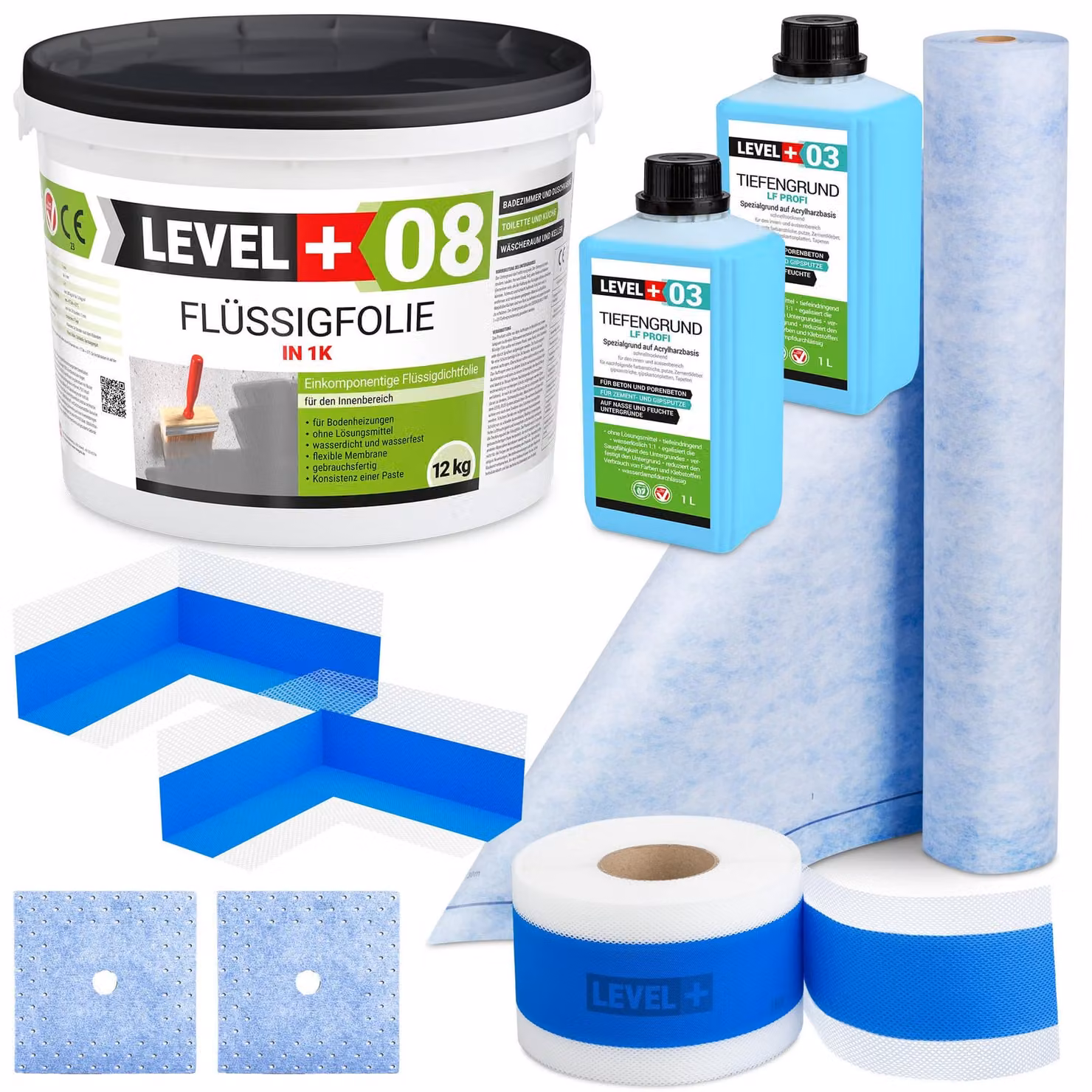 Set di impermeabilizzazione ca. 10 m² Doccia Bagno Impermeabilizzazione Membrana liquida Nastro impermeabilizzante SET361