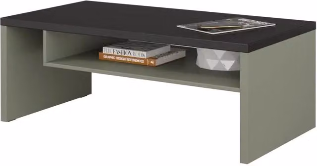 Tavolino basso HAVANA Meublorama verde salvia e nero con piano opaco e nicchia, design moderno per il tuo soggiorno, L: 126 cm, P: 60 cm, H: 45 cm