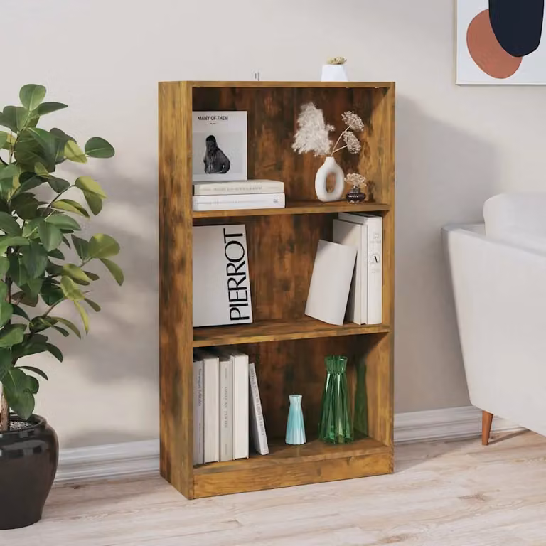 Libreria moderna vidaXL in legno MDF color rovere marrone L: 60 cm, P: 24 cm, H: 109 cm