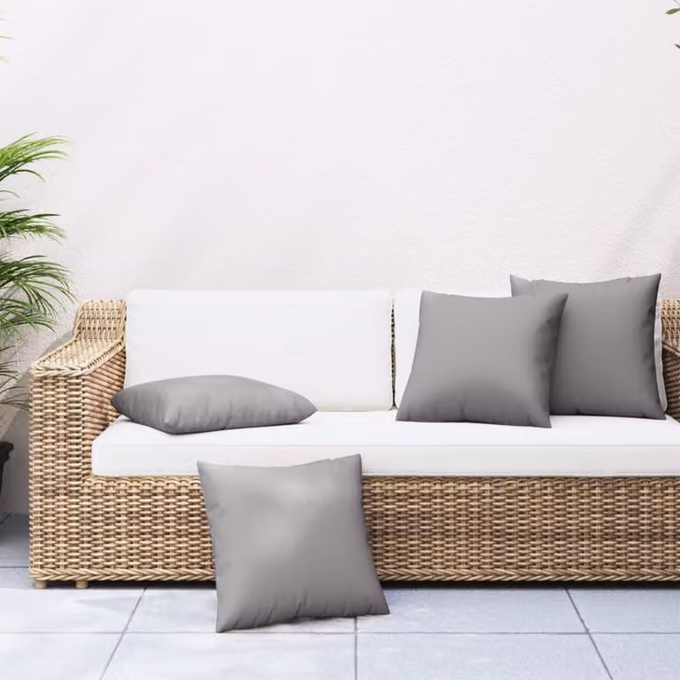 Set di 4 cuscini quadrati vidaXL grigi in tessuto con imbottitura in fibra cava, lavabili e con rivestimento rimovibile, L 40 cm x P 40 cm x H 40 cm
