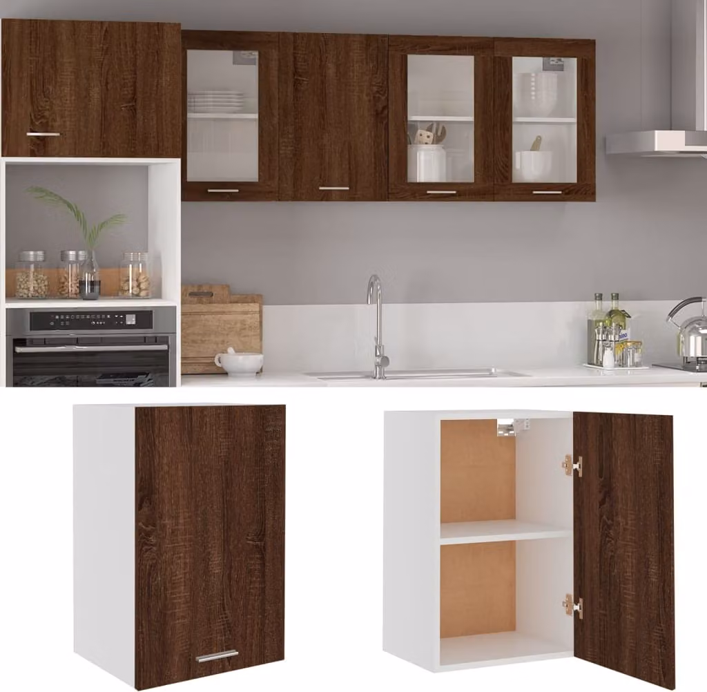 The Living Store Parete attrezzata effetto rovere marrone 39,5x31x60 cm Materiale a base di legno