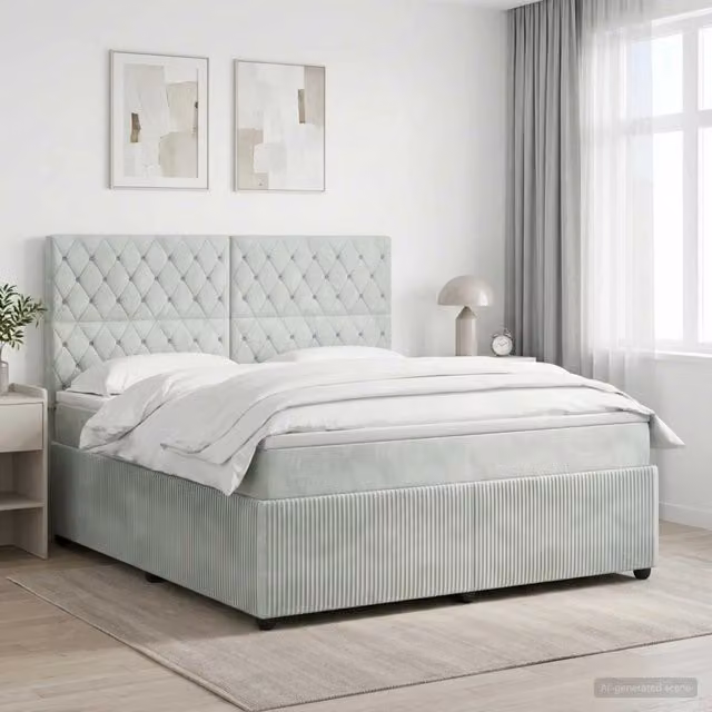 Letto box spring con materasso ibrido vidaXL Grigio e Bianco L/P: 180 x 200 cm
