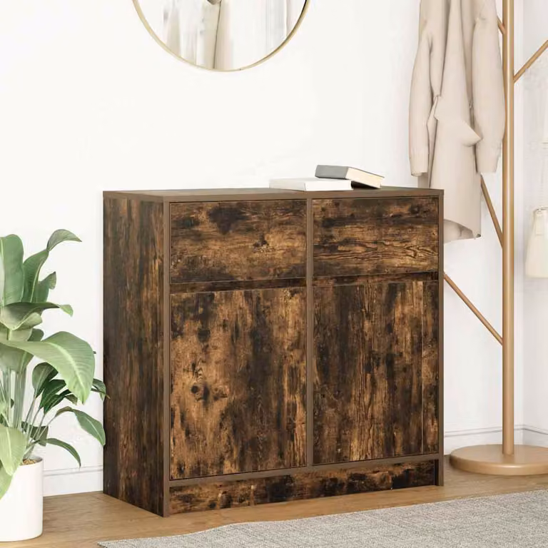 Credenza con cassetto vidaXL in MDF color rovere fumo L: 80 cm, P: 34 cm, H: 76 cm