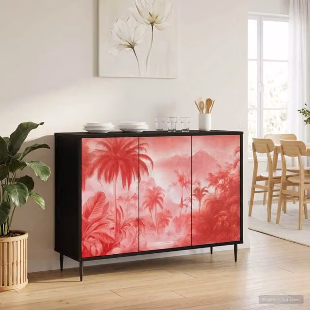 Credenza moderna AACHEN vidaXL in rovere nero, L: 102 cm, P: 33 cm, H: 76 cm – 1