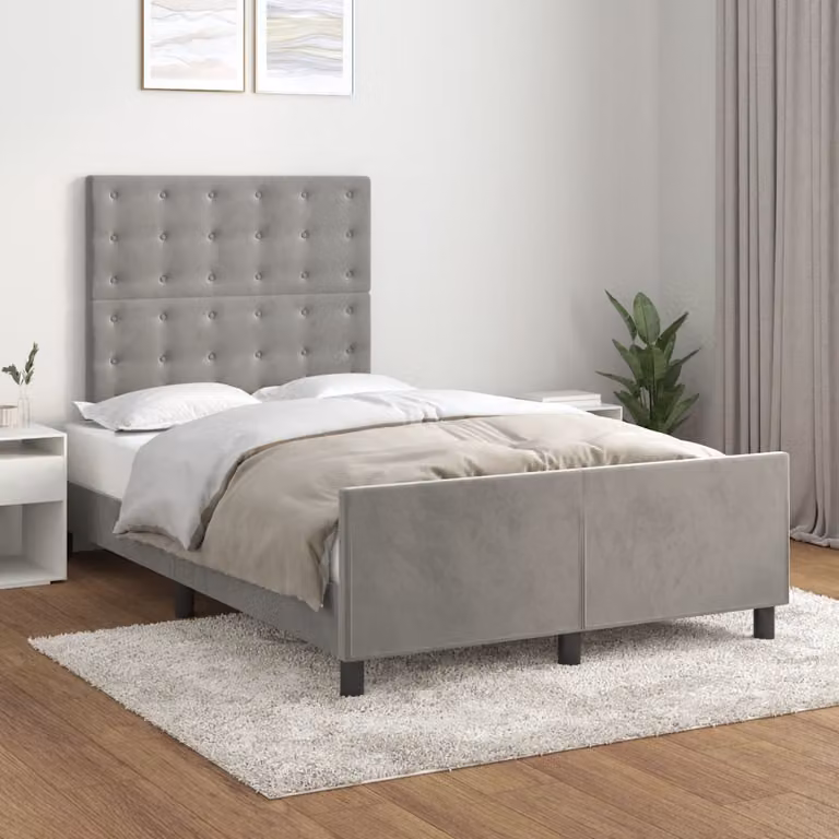 vidaXL Giroletto senza Materasso in Velluto Grigio L/P/H: 120 x 200 x 123 cm