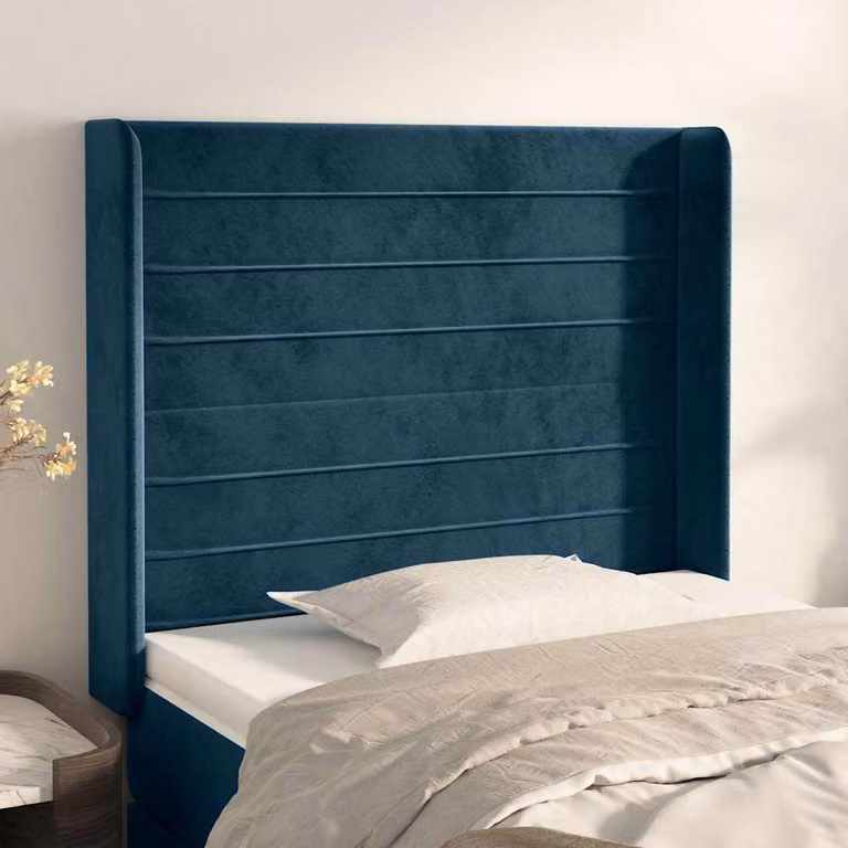 Testiera ad orecchio vidaXL in velluto blu scuro L: 93 cm, P: 16 cm, H: 118-128 cm