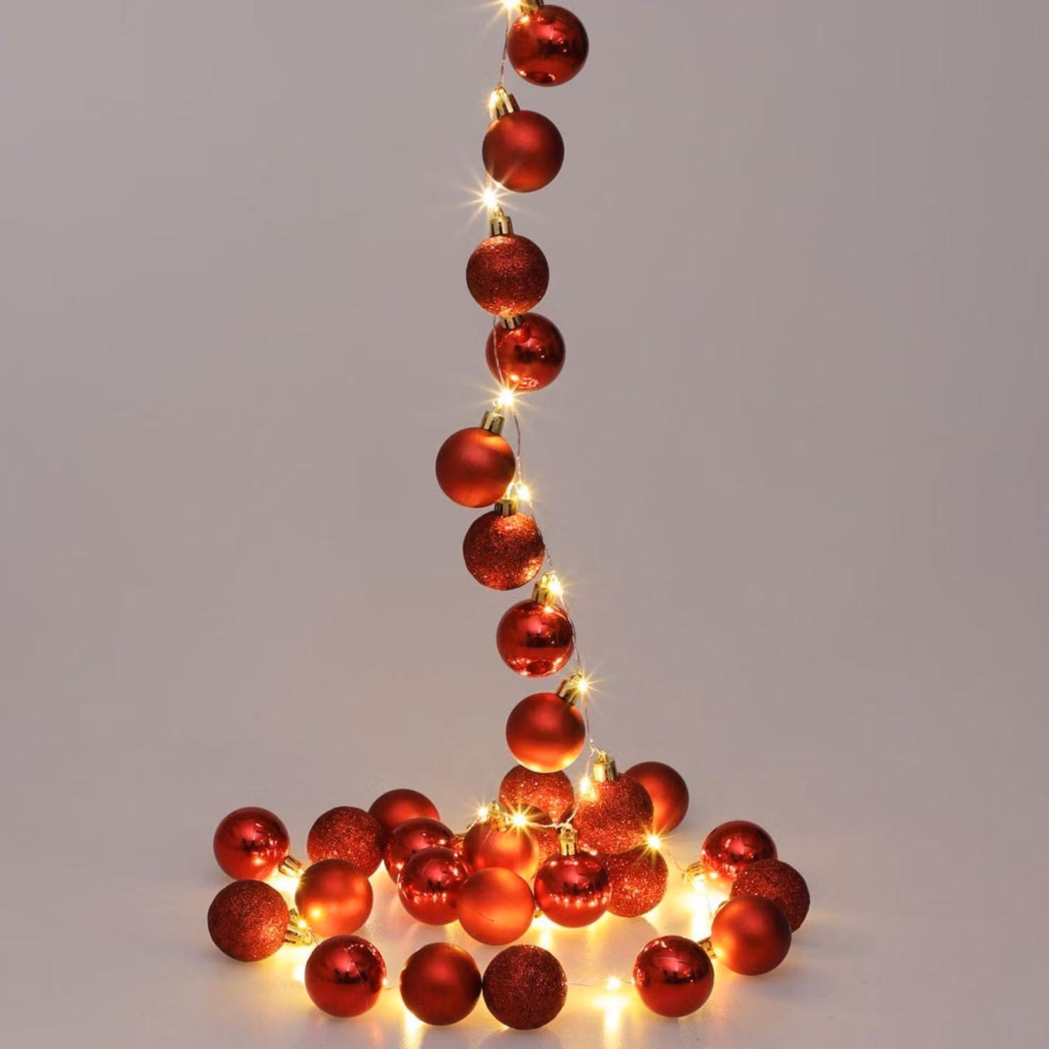 Luci a LED, palline rosse, 2 m, 40 LED, timer