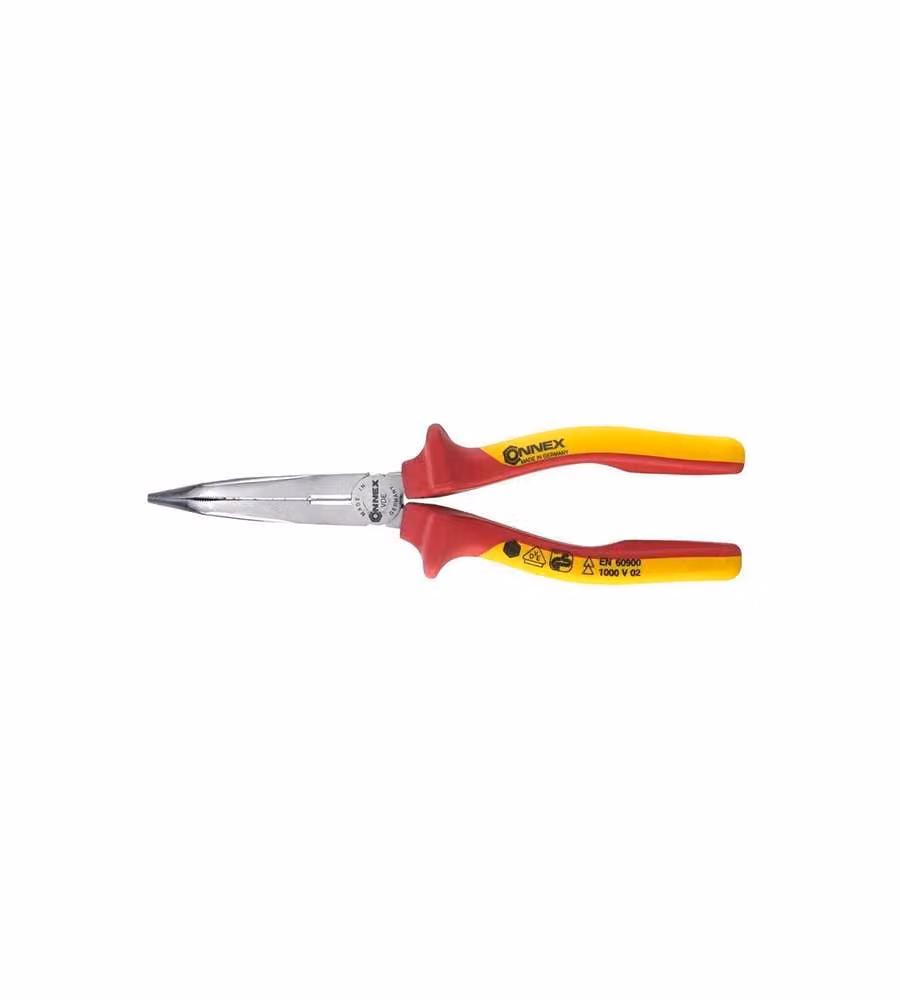 Pinza becchi curvi isolata 1000V per elettricista 200 mm.