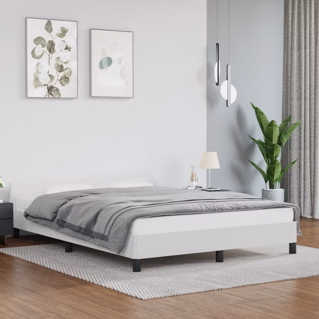 The Living Store Struttura letto con testiera bianca 140x190 cm in ecopelle