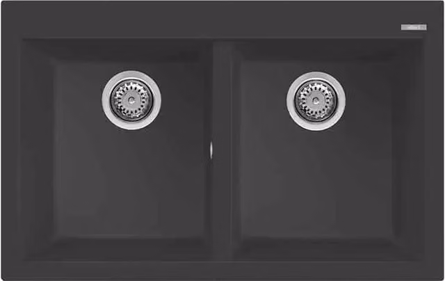 Lavello da incasso Elleci Quadra 350 a 2 vasche in Granitek colore Antracite L: 79 cm, P: 50 cm LGQ35059
