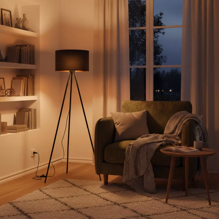 Braytron lampada da terra a 3 gambe 155cm E27 moderna con paralume lampada da terra soggiorno uplighter nero