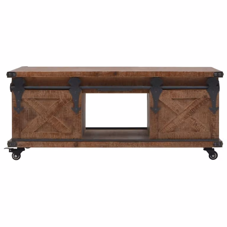 Tavolino da Salotto in Legno di Abete 91x51x38cm Marrone