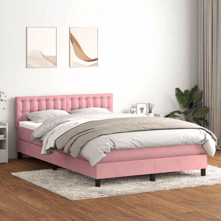 Maison Exclusive - Giroletto a Molle con Materasso Rosa 140x220 cm in Velluto