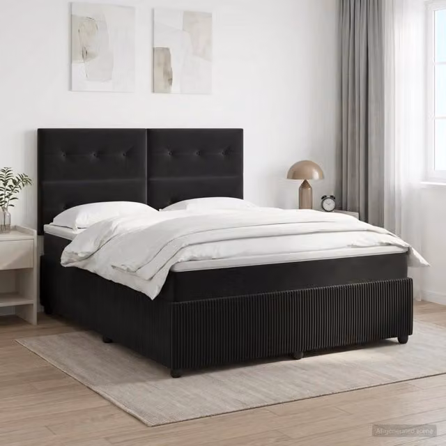 Letto box spring con materasso vidaXL in velluto nero L/P: 160 x 200 cm – 1