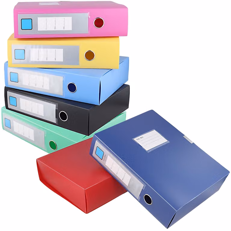 Set di 7 scatole per l'archiviazione di documenti in formato A4, disponibili in diversi colori