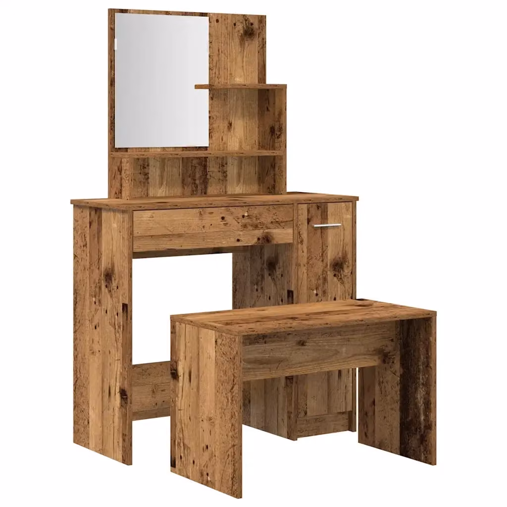 Set di Tavoli da Toeletta vidaXL in Legno Rustico Marrone L/P/H: 136 x 35 x 86,5 cm – 2