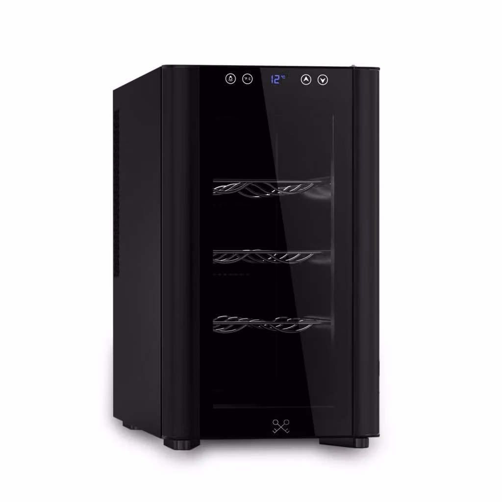 Cantinetta da vino Les Petits Champs per 8 bottiglie, modello termoelettrico freestanding, colore nero con porta in vetro e luce LED interna – 2