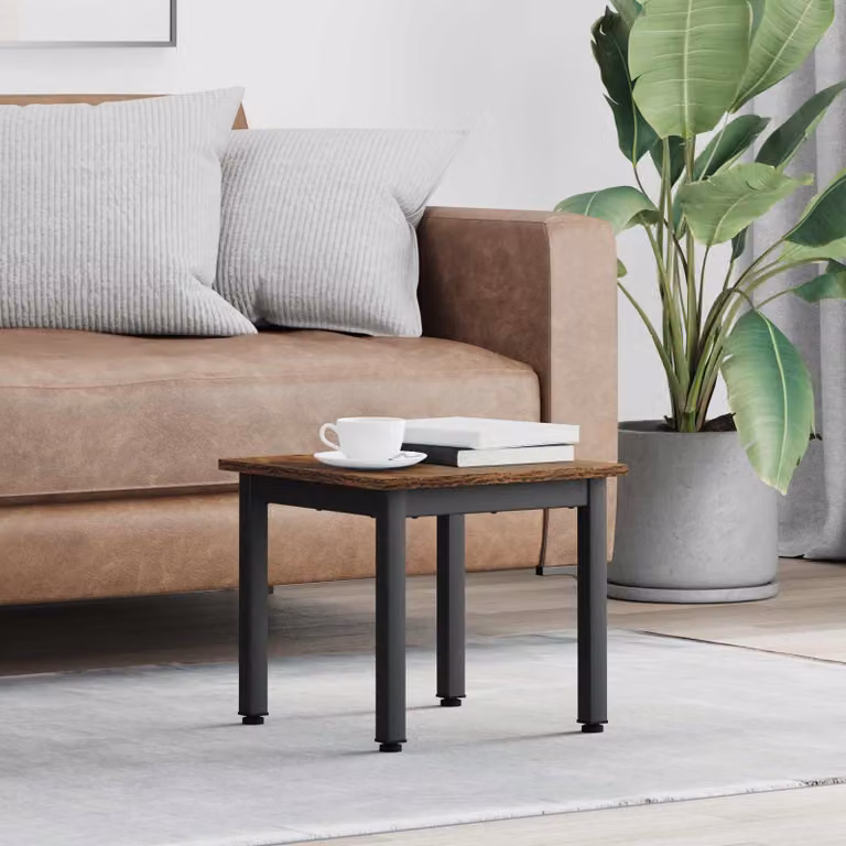 vidaXL Tavolino da salotto moderno in legno e metallo, L/P/H: 40 x 40 x 36 cm, colore quercia e grigio