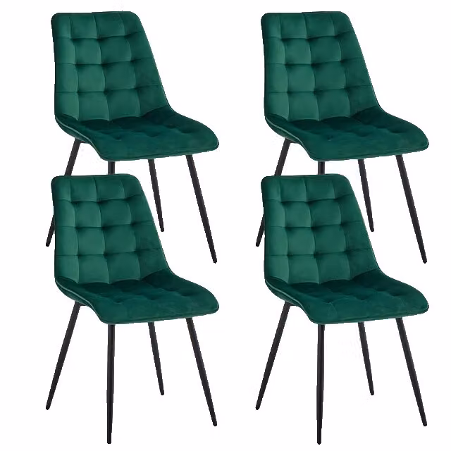 Set di sedie da sala da pranzo, design moderno e minimalista, seduta imbottita in velluto, verde