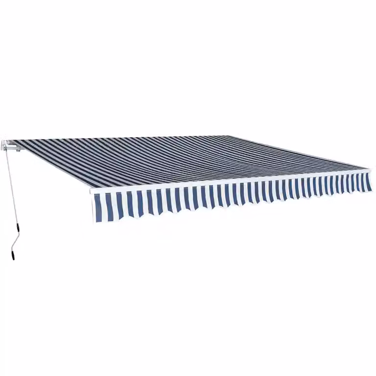 vidaXL Tenda da Sole Pieghevole Manuale con Manovella in Alluminio e Poliestere, Blu/Bianca, L: 400 cm