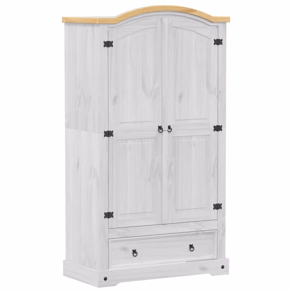 Armadio  Bianco 102x52x186 cm in Legno Massello di Pino