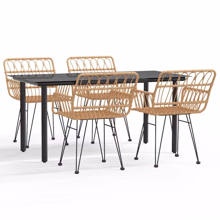 Set da Pranzo da Giardino 5 pz in Polyrattan
