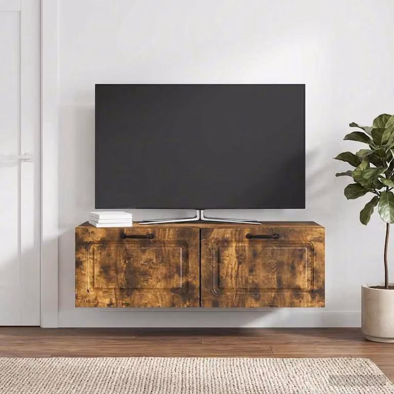 vidaXL Mobile Porta TV da Muro Moderno in Rovere Fumo, L 98 x P 31 x H 30 cm