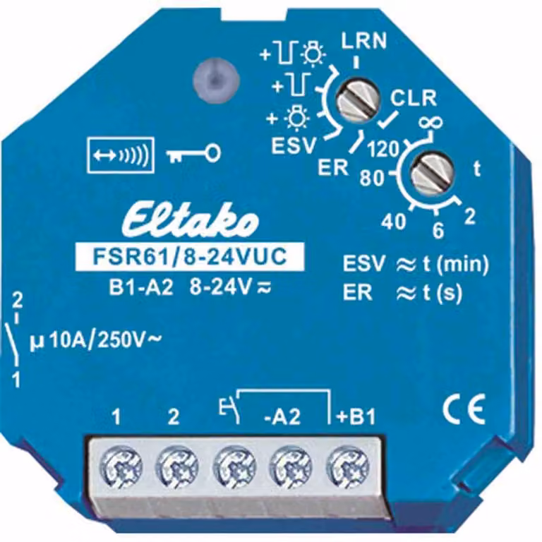 Interruttore a impulsi con attuatore radio Eltako. FSR61/8-24V UC
