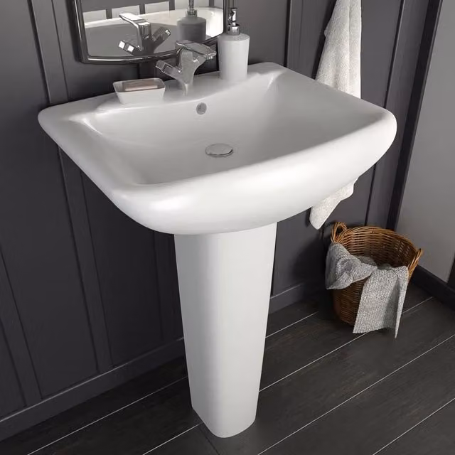 Lavandino a Colonna in Ceramica-Lavabo-Lavello Bianca 580x470x200 mm