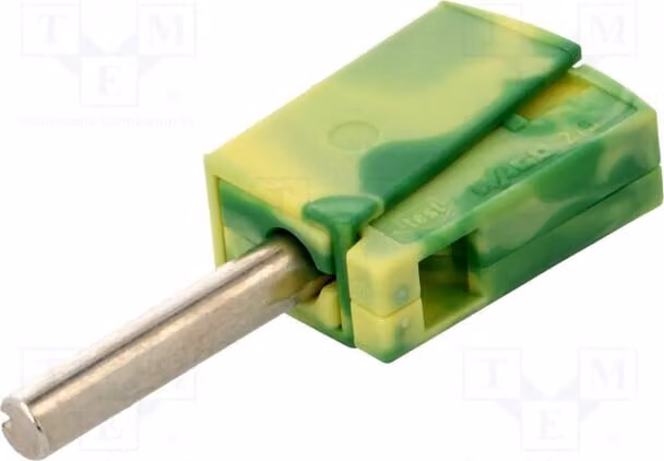 1 connettore a banana da 4 mm, isolato (no), 42 V, giallo-verde, 20 A, 40 mm, 215-911