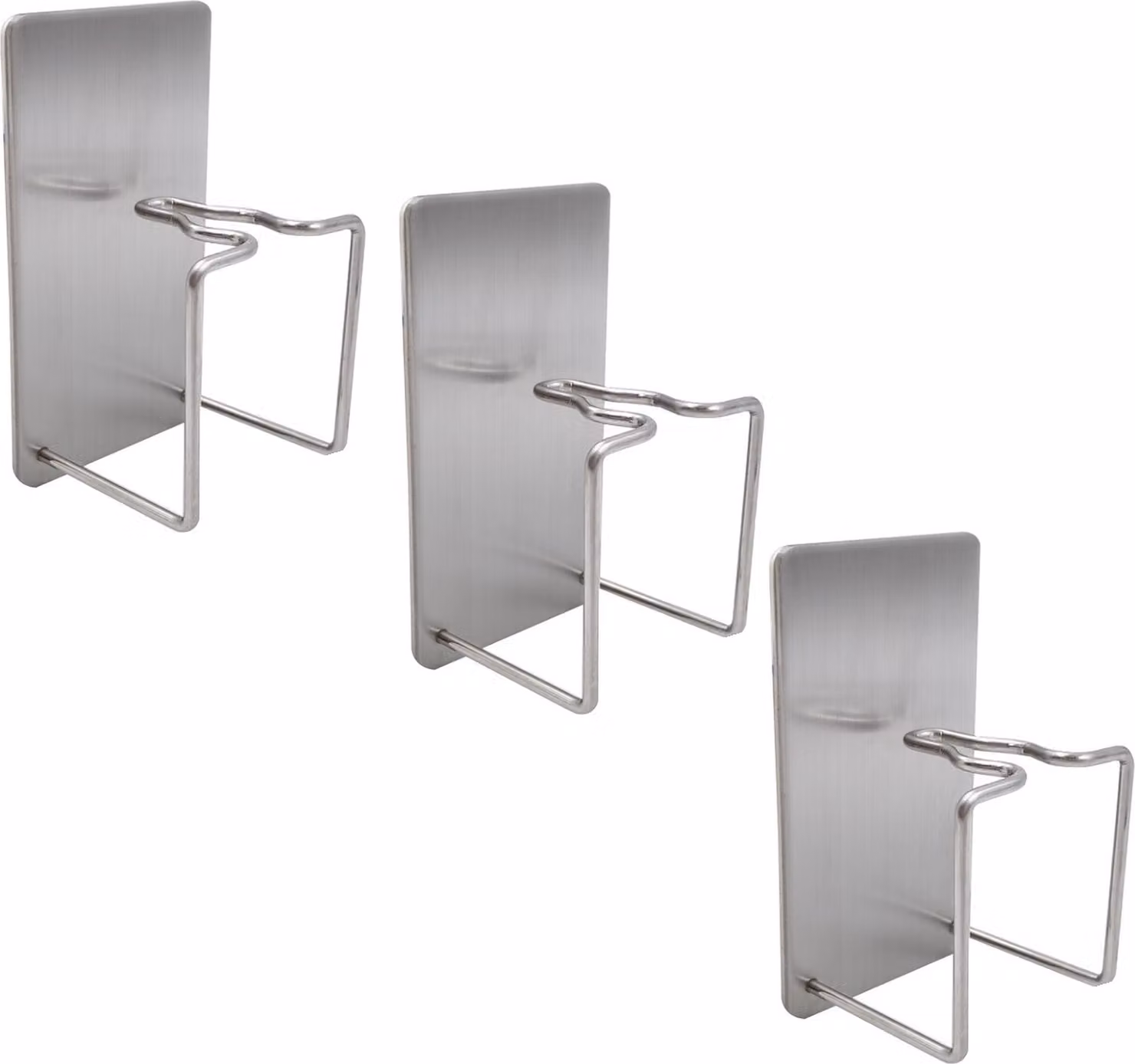 Set da 3 portaspazzolini da parete [senza forature] - Portaspazzolini autoadesivi per spazzolini elettrici da bagno | 3 portaspazzolini in acciaio inossidabile | Montaggio a parete | Supporto per portaspazzolini [argento]
