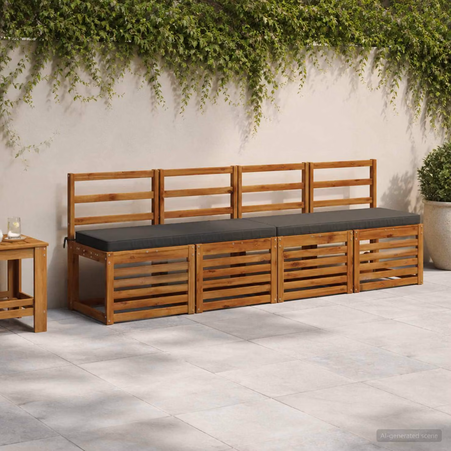 Set di 2 cuscini per panchina vidaXL VUGHT in poliestere, colore grigio antracite, design moderno con rivestimento rimovibile e resistente ai raggi UV