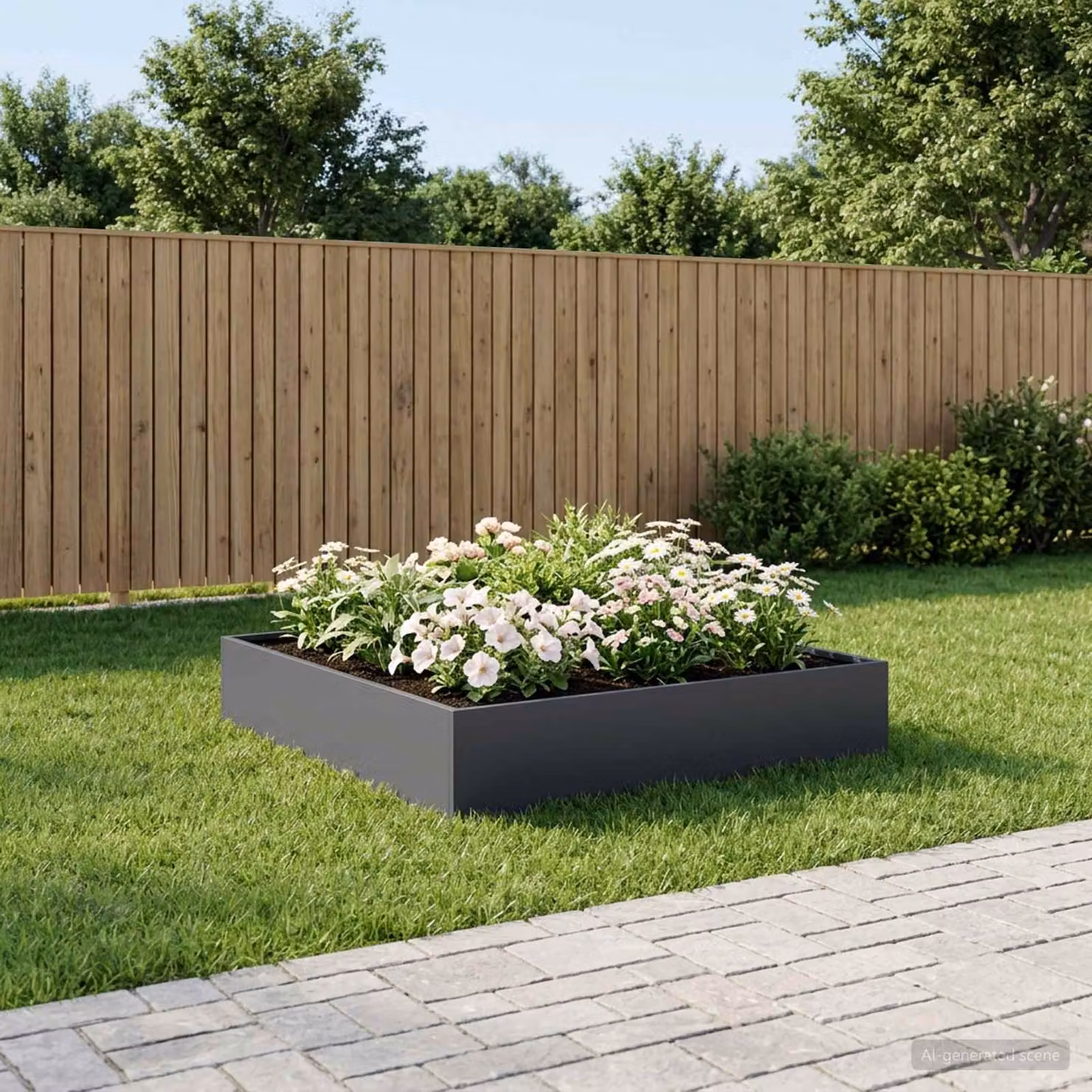 vidaXL Vaso da giardino in metallo Antracite L/P/H: 100 x 100 x 20 cm