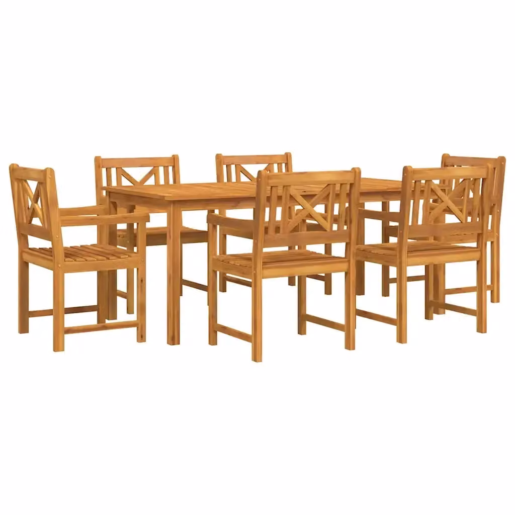 Set da pranzo per giardino vidaXL in legno di acacia marrone, composto da 7 pezzi per 6 persone – 2
