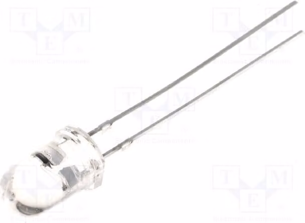 5 LED, angolo di emissione 30°, colore giallo, 5mm, tensione 4,5÷6V, intensità luminosa 1120÷2180 mcd, corrente 20mA. Lente: trasparente, modello OSYL5X31A, speciale